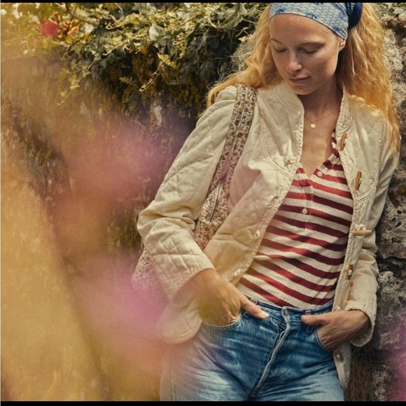 Doen Jackets & Blazers - DOEN Parker Cotton Nutmilk Cream Wood Toggle Button Quilted Jacket Size XXS